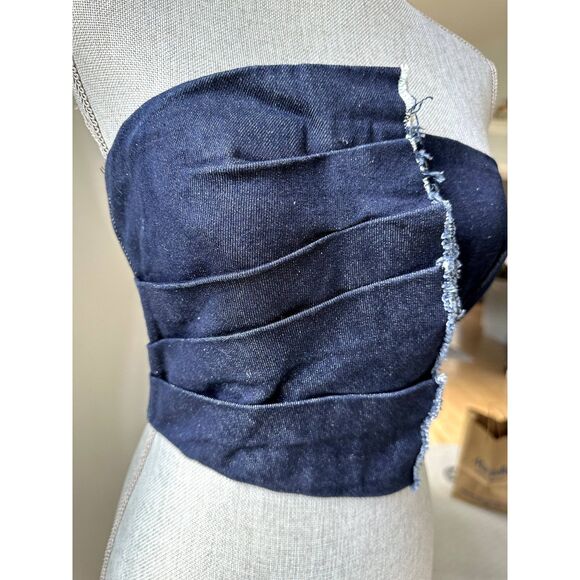 Bec and Bridge Dark Wash Jean Bustier Crop Top Dark Wash Denim size 4 - Picture 2 of 9